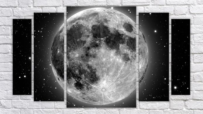 Модульная картина на холсте из 5-ти частей "Луна"