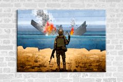 Картина на холсте "Русский военный корабль пылает"
