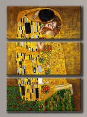 Модульна картина на полотні з 3-х частин "Густав Клімт - Поцілунок"