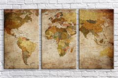 Модульна картина на полотні з 3-х частин "Карта світу"