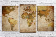 Модульна картина на полотні з 3-х частин "Карти світу"