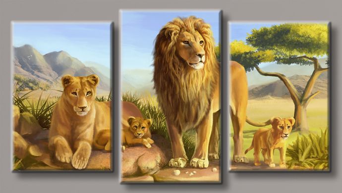 Модульна картина на полотні з 3-х частин "Леви"