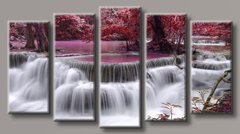 Модульна картина на полотні з 5-ти частин "Стильний водоспад"