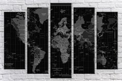 Модульна картина на полотні з 5-ти частин "Карта світу"