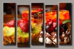 Модульна картина на полотні з 5-ти частин "Десерт"