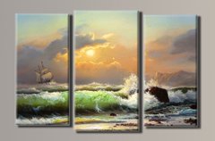 Модульна картина на полотні з 3-х частин "Морський прибій"