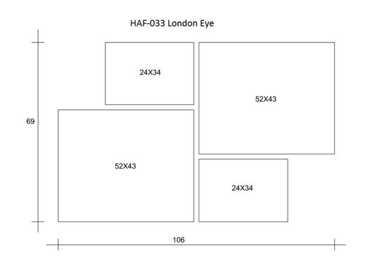 Модульная картина на холсте из 4-х частей "London Eye"