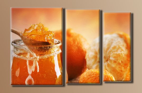 Модульная картина на холсте из 3-х частей "Апельсиновый джем"