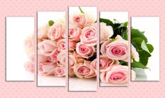 Модульная картина на холсте из 5-ти частей "Розовые розы"