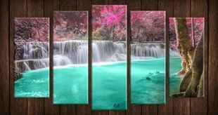 Модульная картина на холсте из 5-ти частей "Водопад"