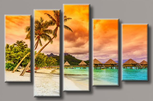 Модульна картина на полотні з 5-ти частин "Мальдівські острови"