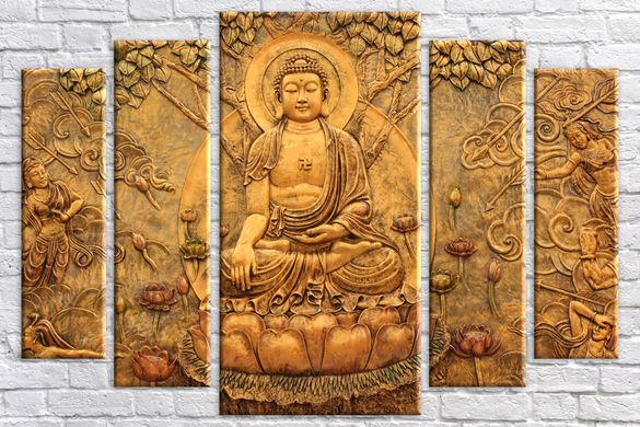 Модульная картина на холсте из 5-ти частей "Будда"