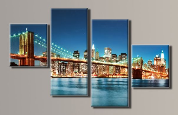 Модульна картина на полотні з 4-х частин "Бруклінський міст"