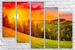 Модульная картина на холсте из 5-ти частей "Природа Карпаты"