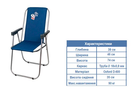 Крісло розкладне туристичне Фідель, TM VISTA, виробництво Україна