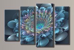 Модульная картина на холсте из 4-х частей "Абстракция цветок"