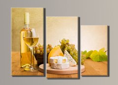 Модульна картина на полотні з 3-х частин "Вино"