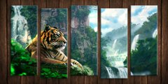Модульна картина на полотні з 5-ти частин "Тигр"