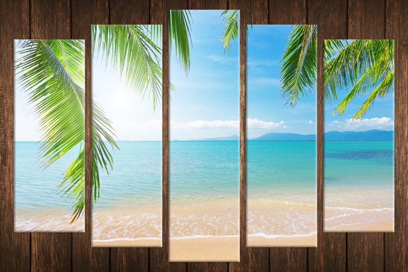 Модульна картина на полотні з 5-ти частин "Тропічний пляж"