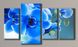 Модульна картина на полотні із 4-х частин "Сині орхідеї"