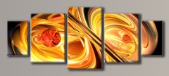 Модульная картина на холсте из 5-ти частей "Оранжевая абстракция"