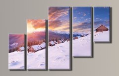 Модульная картина на холсте из 5-ти частей "Зимний пейзаж"
