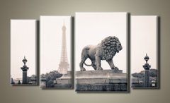 Модульная картина на холсте из 4-х частей "Париж. Статуя льва"