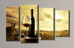 Модульная картина на холсте из 4-х частей "Вино"