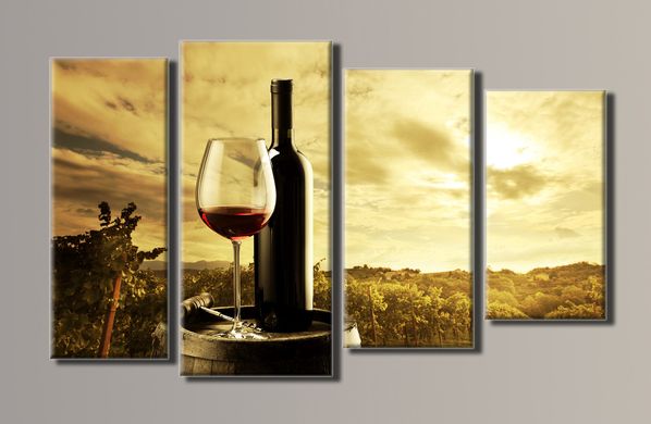 Модульна картина на полотні з 4-х частин "Вино"