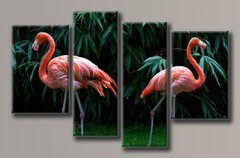 Модульная картина на холсте из 4-х частей "Фламинго"