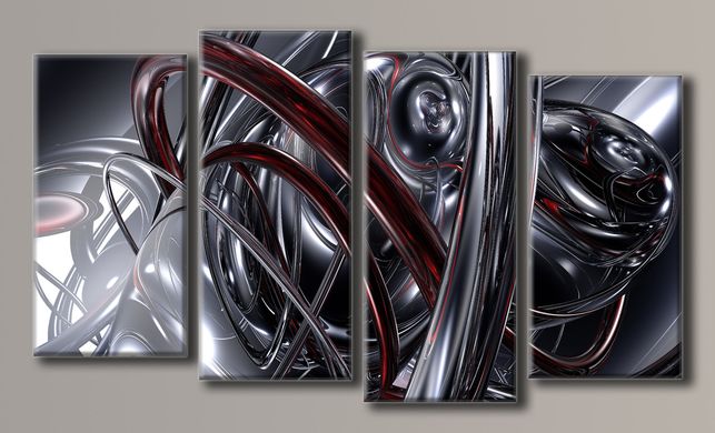 Модульная картина на холсте из 4-х частей "Абстракция сталь"