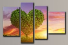 Модульная картина на холсте из 4-х частей "Дерево любви"
