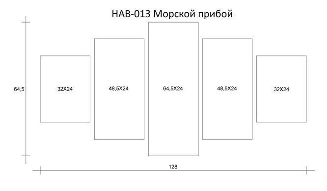 Модульная картина на холсте из 5-ти частей "Морской прибой"
