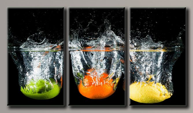 Модульная картина на холсте из 3-х частей "Цитрусовые фрукты"