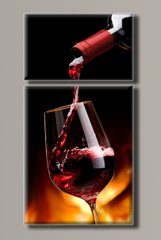 Модульная картина на холсте из 2-х частей "Красное вино"