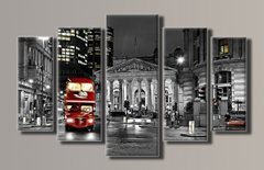 Модульна картина на полотні з 5-ти частин "Нічний Лондон"