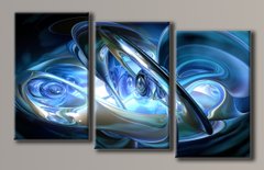 Модульная картина на холсте из 3-х частей "Синяя абстракция"