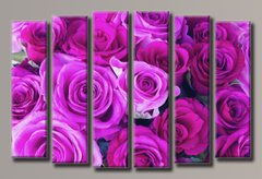 Модульная картина на холсте из 5-ти частей "Букет бордовых роз"