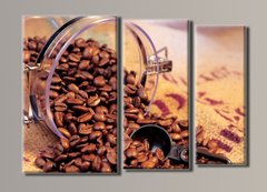 Модульна картина на полотні з 3-х частин "Кава в банку"