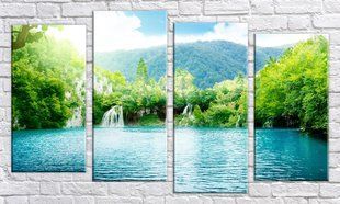 Модульная картина на холсте из 4-х частей "Водопад"