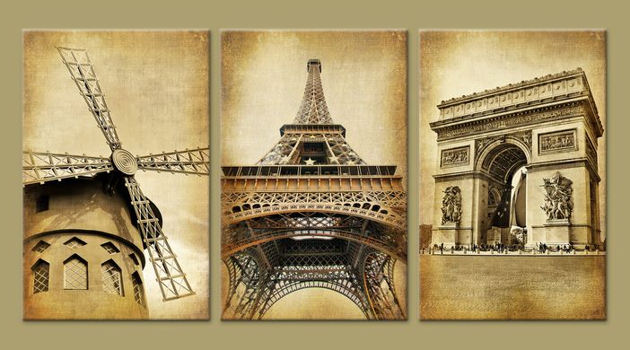 Модульная картина на холсте из 3-х частей "Стильный Париж"