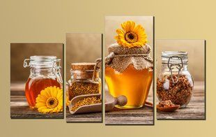 Модульная картина на холсте из 4-х частей "Банка меда"