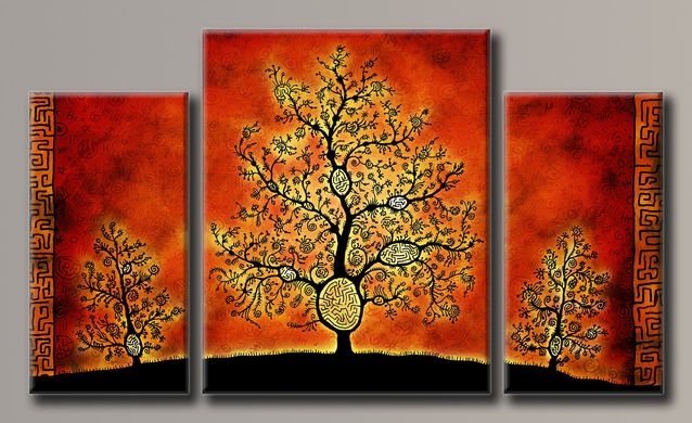 Модульна картина на полотні з 3-х частин "Стильні дерева"