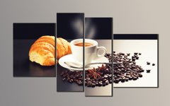 Модульная картина на холсте из 4-х частей "Утренний кофе"