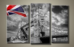 Модульная картина на холсте из 3-х частей "Тауэрский мост в Лондоне"