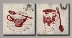 Модульна картина на полотні з 2-х частин "Чашечки чаю"