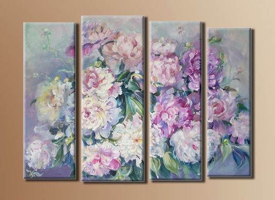 Модульна картина на полотні із 4-х частин "Букет квітів"