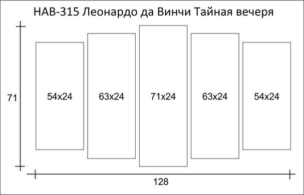 Модульна картина на полотні з 5-ти частин "Таємна вечеря"