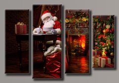 Модульна картина на полотні з 4-х частин "Санта-Клаус"