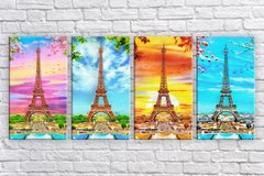Модульна картина на полотні з 4-х частин "Пори року в Парижі"